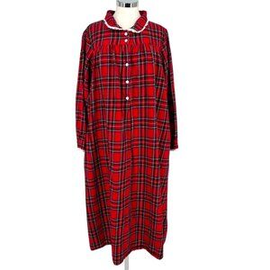 Lanz Of Salzburg Red Plaid Flannel Nightgown Size Petite XL